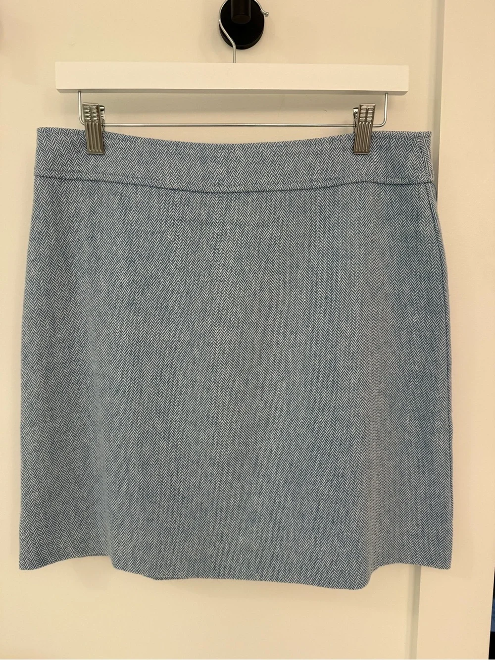J. Crew Light Blue Herringbone Above Knee Length Pencil Skirt Size 8